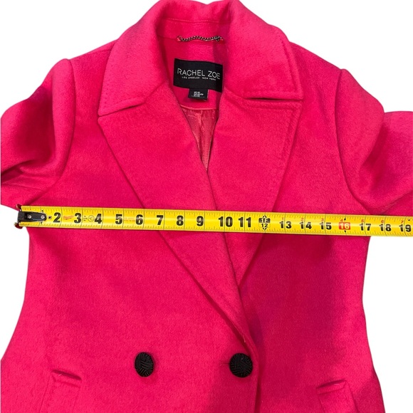 Rachel Zoe Peacoat Pink Wool Knee Length Slit Pockets Button Size XS - Picture 7 of 12